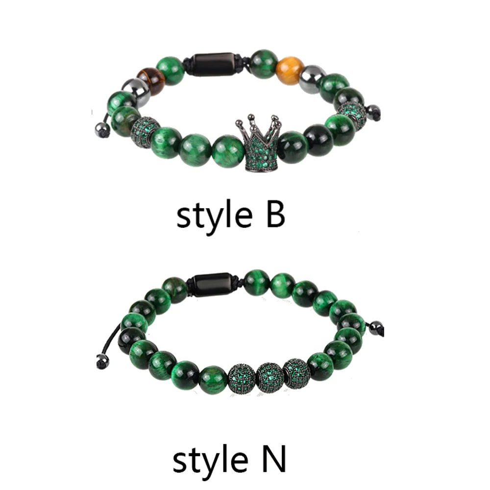 Зеленый браслет из натурального камня тигровый глаз нержавеющей стали с