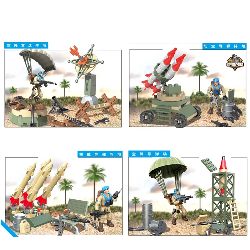 

Современные Военные фигурки героев армии ООН, Строительные кирпичи для сил мира, оружие Второй мировой войны, мини-сцены, мега-кубики, игруш...