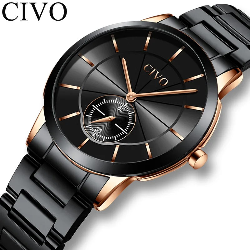 CIVO модные мужские часы лучший бренд класса люкс Reloj кварцевые водонепроницаемые