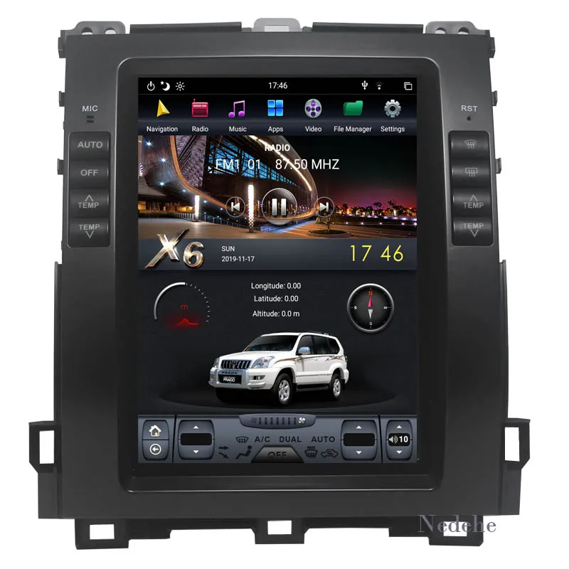 2 din Tesla Style Android 9 0 автомобильный DVD плеер для Lexus GX470/Toyota Land Cruiser Prado 120 2002 2009 NAVI IPS PX6