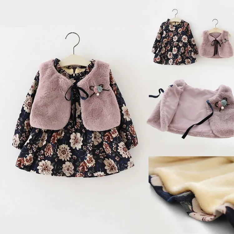 2020 жилет из искусственного меха с цветочным принтом для новорожденных девочек