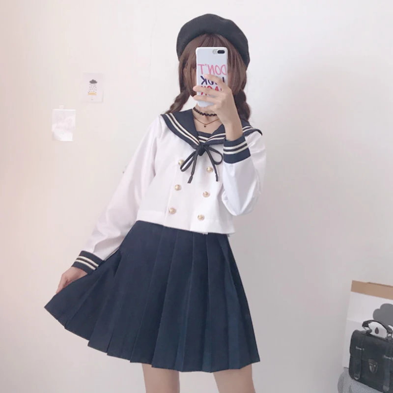 Осенние новые японские Хай jun Длинный кошелек для девушек с коротким рукавом топы