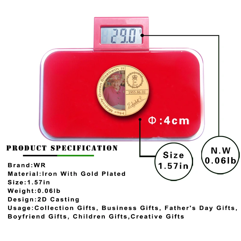 WR Queen Elizabeth II золотые коллекционные монеты оригинал с подарочной коробкой