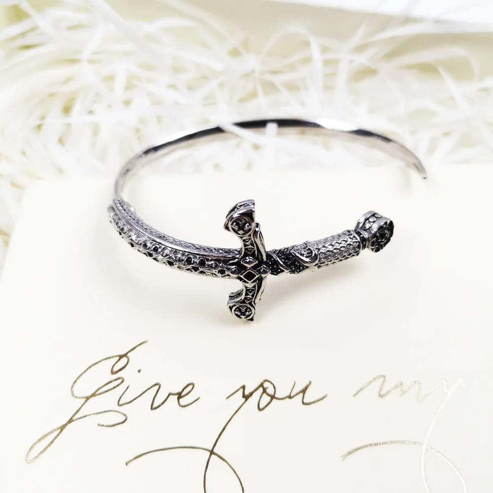 

Cross Sword Bracelet Bangle Royal Ornamentation 925 Sterling Silver Fine Jewelry Vintage Gift For Women Men 2021 Brand New Gift