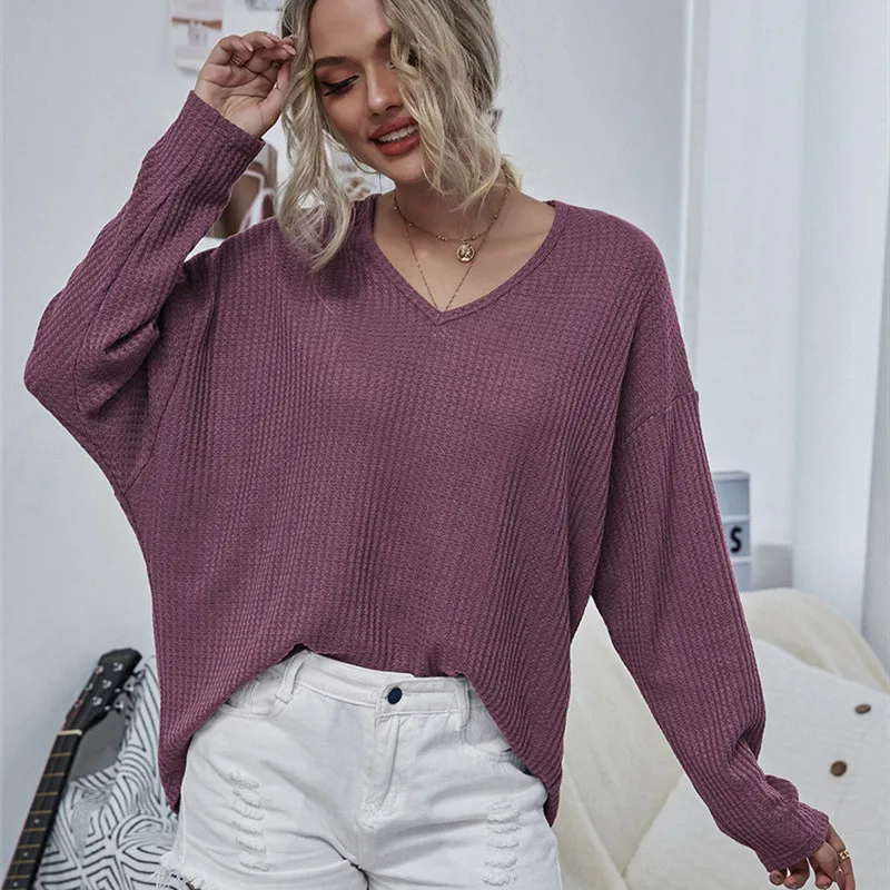 

Autumn New Arrival Women Sweater 2020 Fashion Casual V-neck Batwing Sleeves Loose Sweater