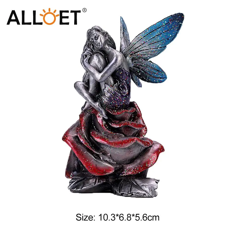 

Metal Flower Fairy Sculpture Art Statues Electroplating Alloy Statue Living Room Figurine Garden Ornament Home Decor