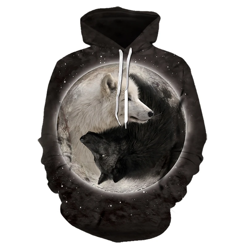 Мужская толстовка в стиле панк с объемным принтом животных волков сомков Льва