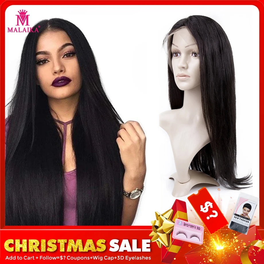 MALAIKA прямой кружевной передний парик предварительно выщипывается с волосами