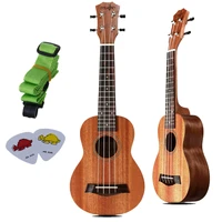 21 inch 4 strings 15 frets wood color mahogany ukulele with guitar picksrope for beginner music training early education kids