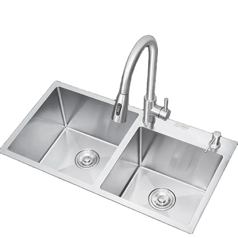 304 нержавеющая сталь матовая кухонная раковина двойная чаша миска над прилавком