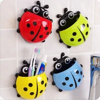 cute and creative ladybug wall suction cup toothbrush holder bathroom set self adhesive wall holder storage accessorie