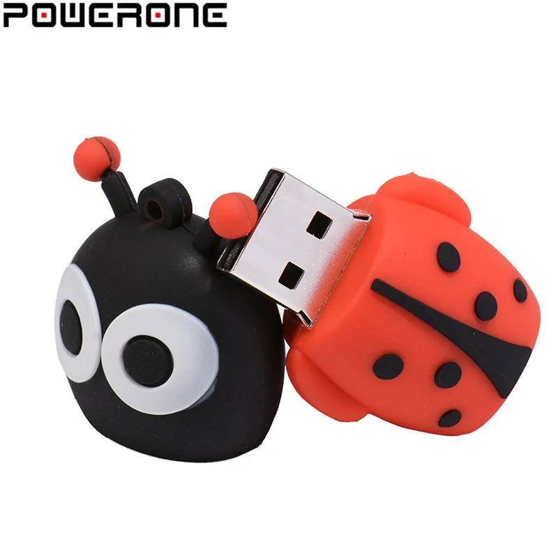 POWERONE флэш-накопитель usb диск милый жук memory stick флешки мини 4 ГБ 16 32 64 Божья коровка