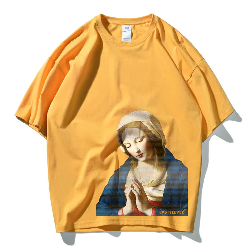 Мужская футболка с принтом Holy Lady синяя/розовая из 100% хлопка в стиле INS 9 цветов