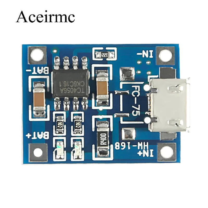 Зарядный Модуль Aceirmc TP4056 5 В Micro USB 1A 18650 литиевая батарея зарядная плата с защитным