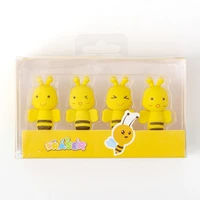 4pcs yellow honeybee erasers set mini honey bee rubber eraser for pencil child kids gift school student drawing supplies f389