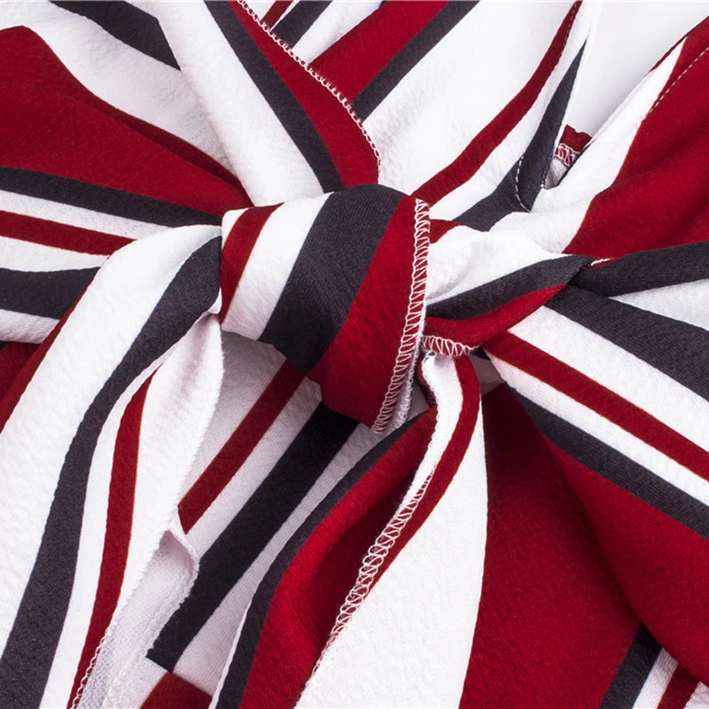 Женские шифоновые Комбинезоны с открытыми плечами без бретелек в полоску бантом