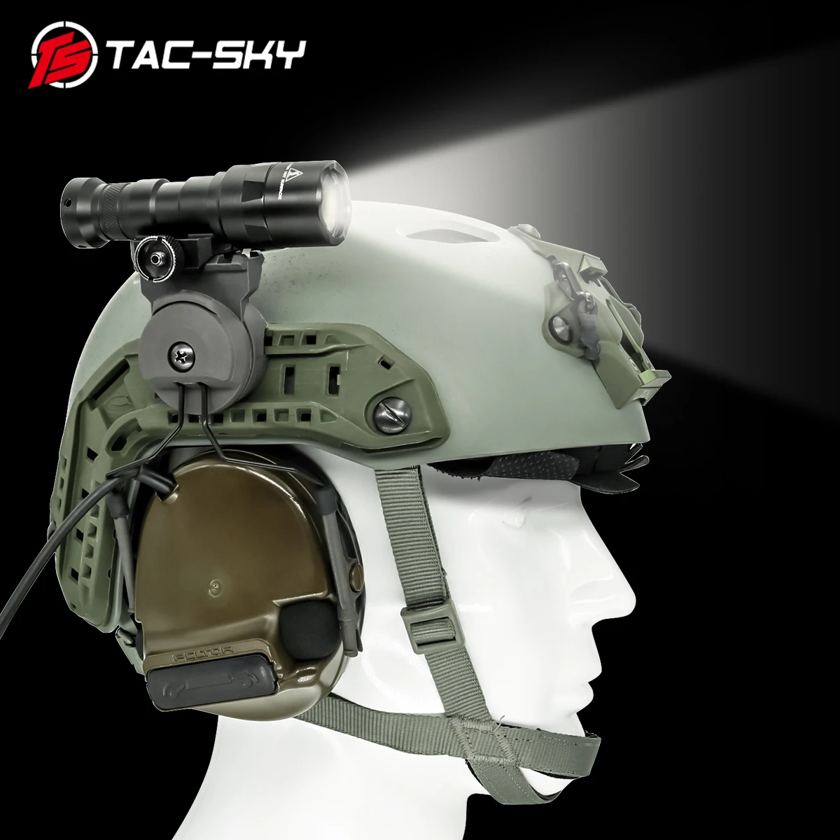 TAC-SKY Tactical Flashlight Mounting Bracket for helmet mounting Suitable tactical headset Fast Ops Core ARC rail adapter | Мобильные