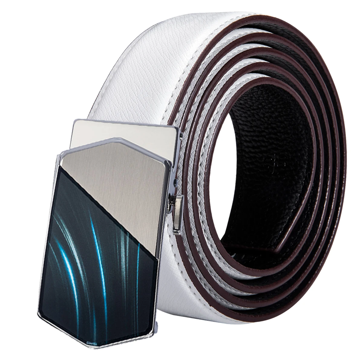 Hi Tie новинка 2019 модный белый мужской ремень из натуральной кожи автоматическая