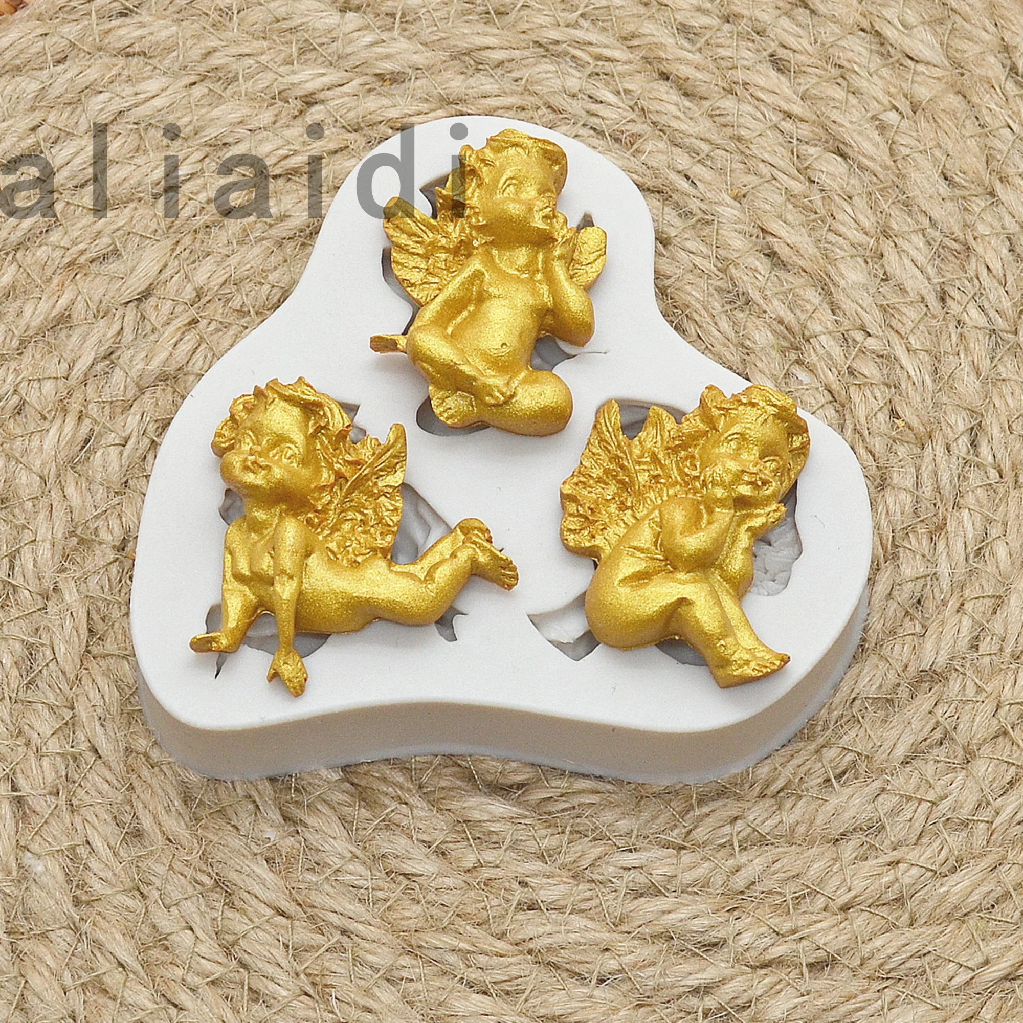 

3 Hole Baby Angel Shaped Silicone Molds Cake Decoration Boy Fondant Cookies Tools 3D Silicone Candy Mold X128s
