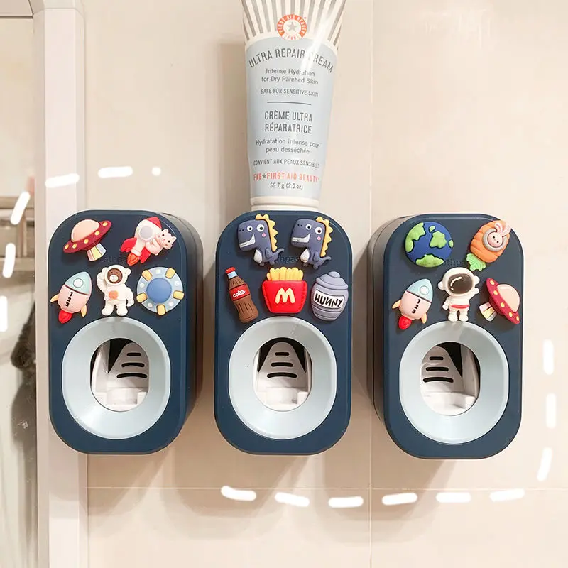 automatic kids toothpaste dispenser toothpaste squeezer for children household cartoon toothbrush holder bathroom accessories free global shipping