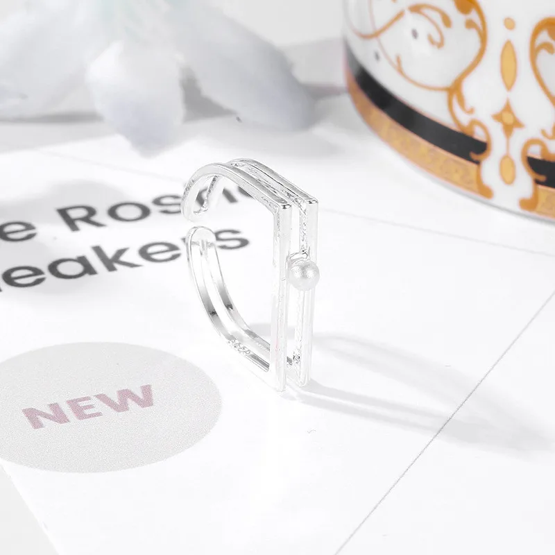 Женское серебряное кольцо d-образной формы с открытым регулировкой ювелирные