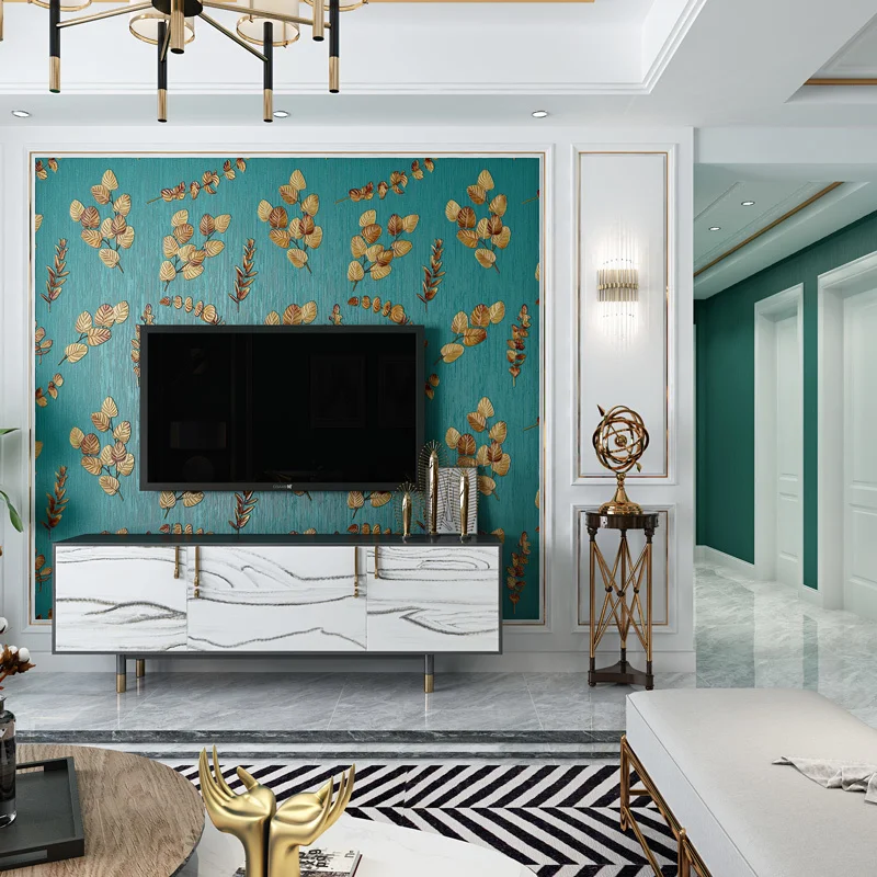 Рулонная бумага для стен декоративная тонкая полоска синего и зеленого цветов