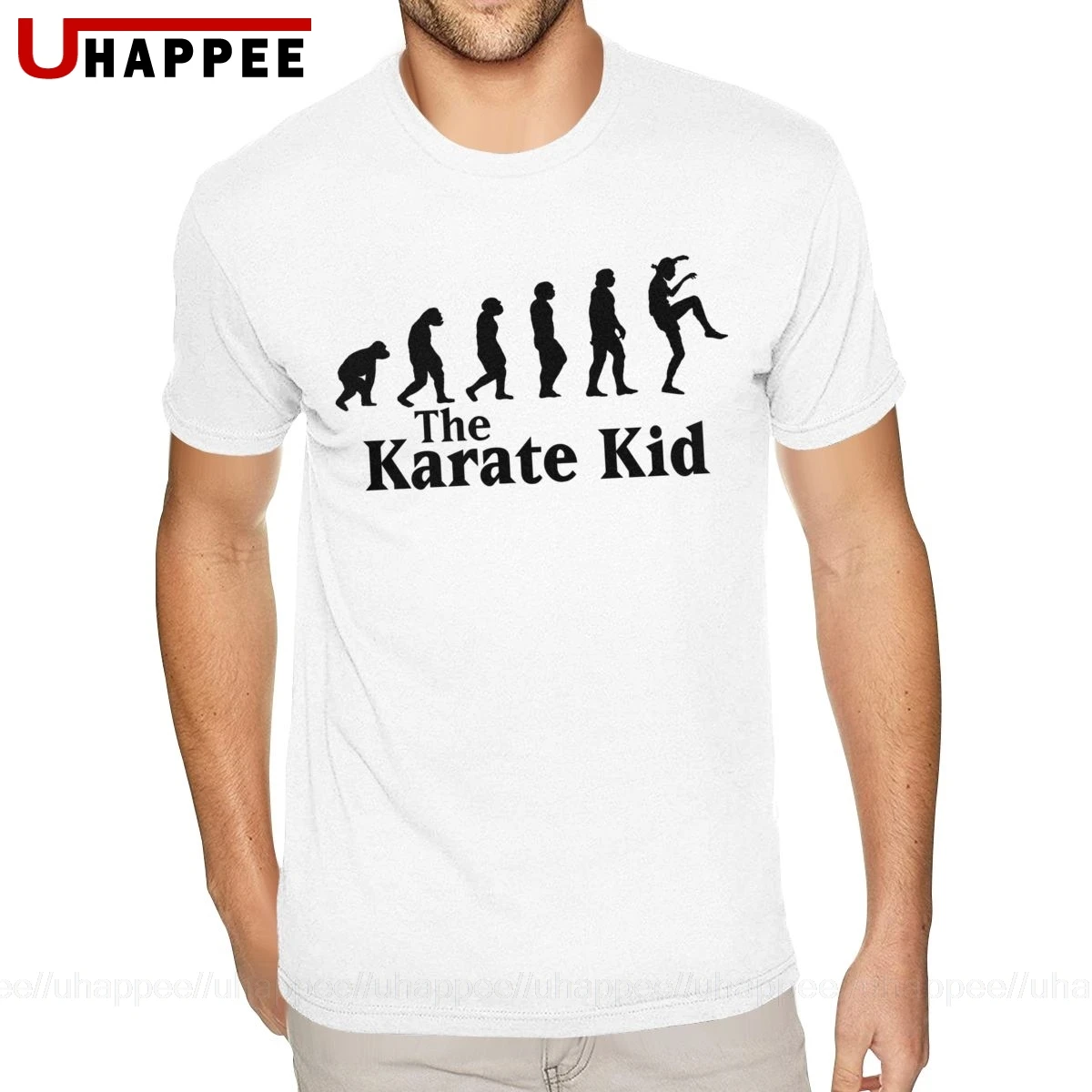 3XL белая футболка с рисунком каратэ Homme Grunge короткими рукавами и круглым вырезом