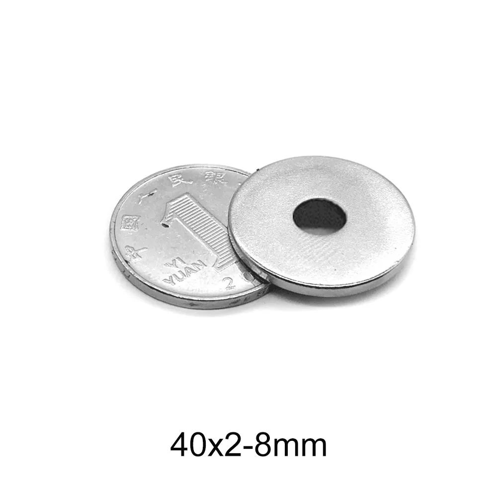 

1~50PCS 40x2-8 Big Round Powerful magnets 40*2 mm Hole 8mm Countersunk Permanent Magnets 40x2-8mm Neodymium Magnets Disc 40*2-8