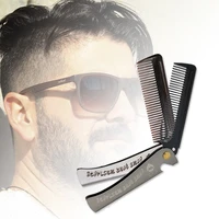 professional men stainless steel folding pocket comb hair beard metal handle foldable combs