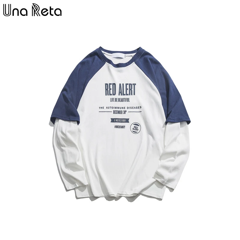 Футболка Una Reta мужская с пэчворком топ принтом в стиле хип хоп парная футболка