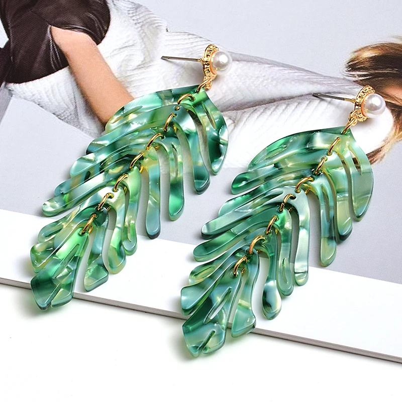 

Statement Acrylic Long Earrings Fashion Trend Leaf-Shaped Drop Earring Fine Jewelry Accessories For Women Wholesale