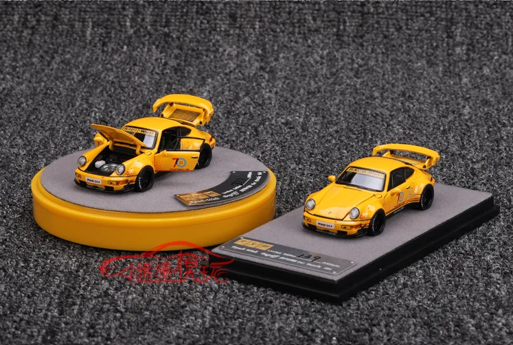 Модель автомобиля PGM литая полностью открытая желтая 70-я годовщина Porsche RWB 911 964 LBWK