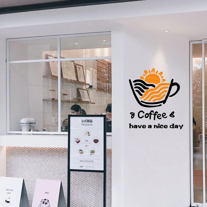 Кофейня наклейка чашка с молочным чаем виниловый художественный Настенный декор