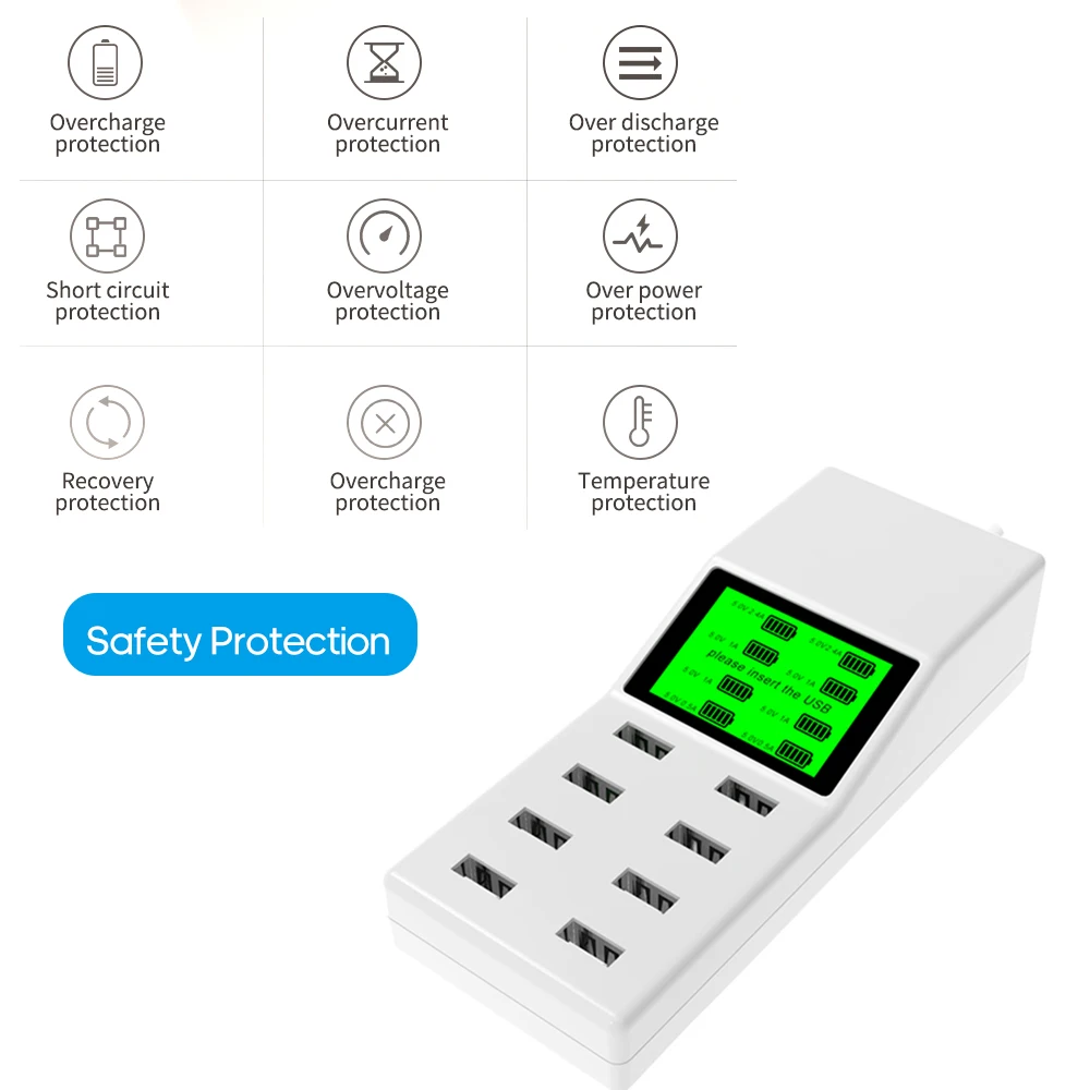 Умные зарядные устройства USB с ЖК-дисплеем интеллектуальная безопасность