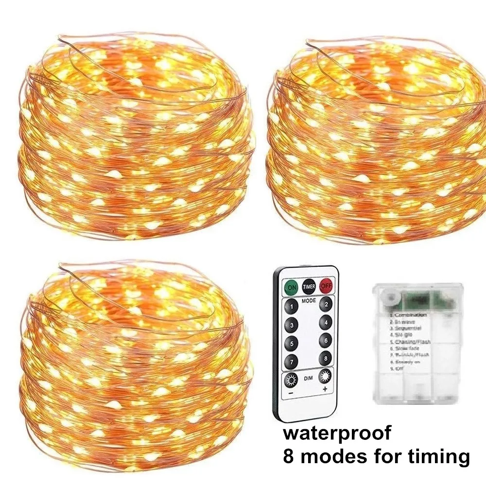 Светодиодная гирлянда с питанием от батарейки уличная лампа-лента дистанционным