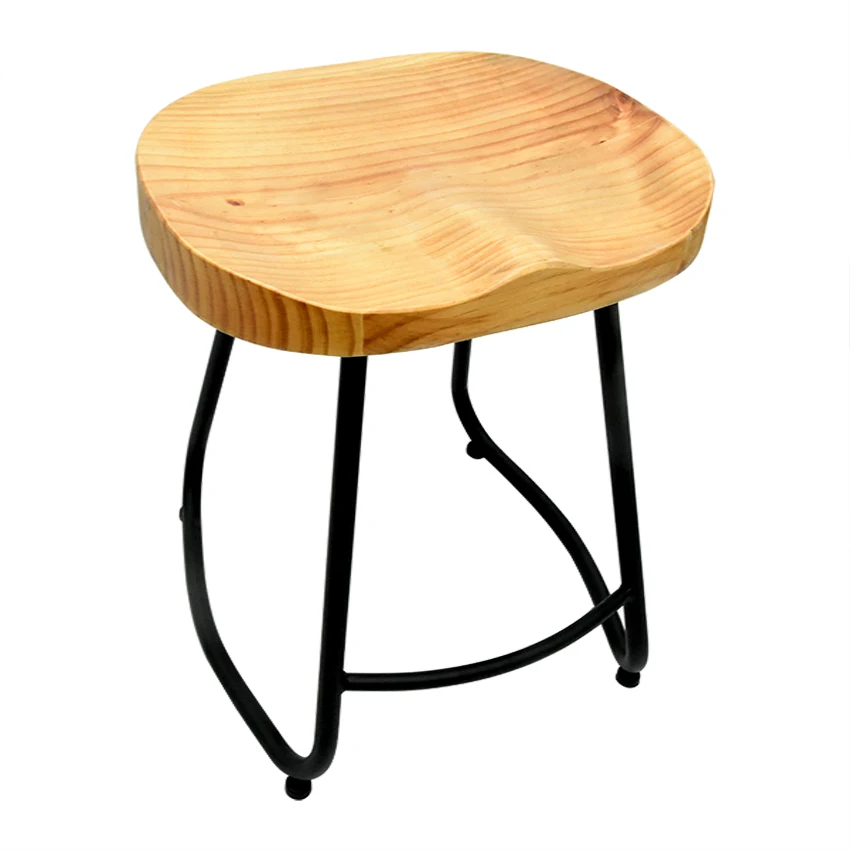 

European Style Modern Wood S Shape Surface Bar Stool Fashion Cafe Bar Stool Iron Solid Wood High Barstool Home Footstool 4 Size