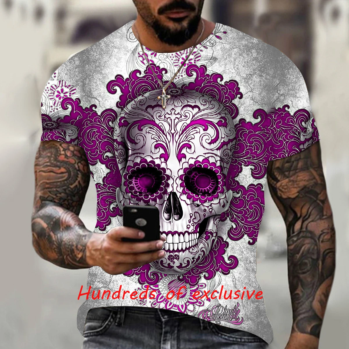 

Fashion Horror Skull Pattern 3D Printing Male/Female T-shirt Summer Street Trend Classic Personality Wild Loose Oversize XXS-6XL