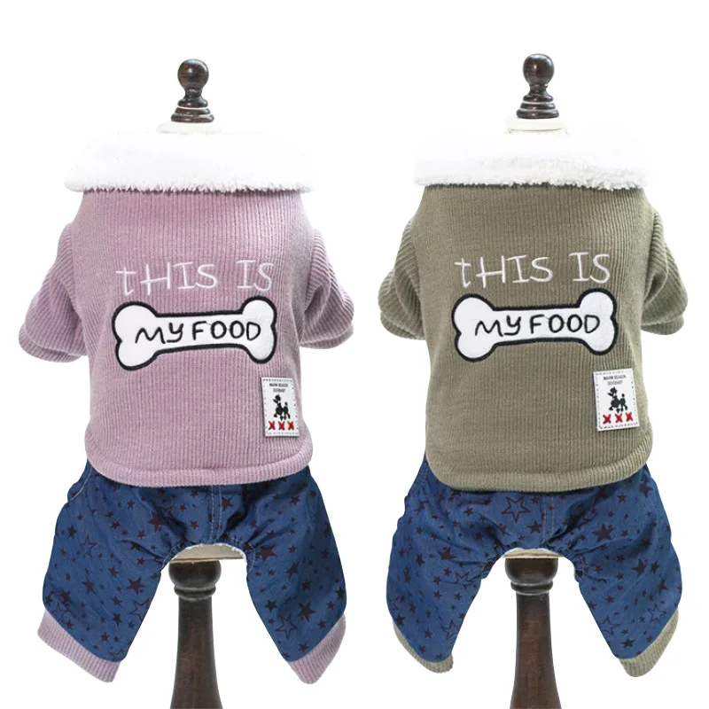 

Warm Pet Dog Winter Clothes Corduroy Dog Jumpsuit Jacket Warm Thicken Four Legs Clothes for Small Dogs Chihuahua Pet Apparels