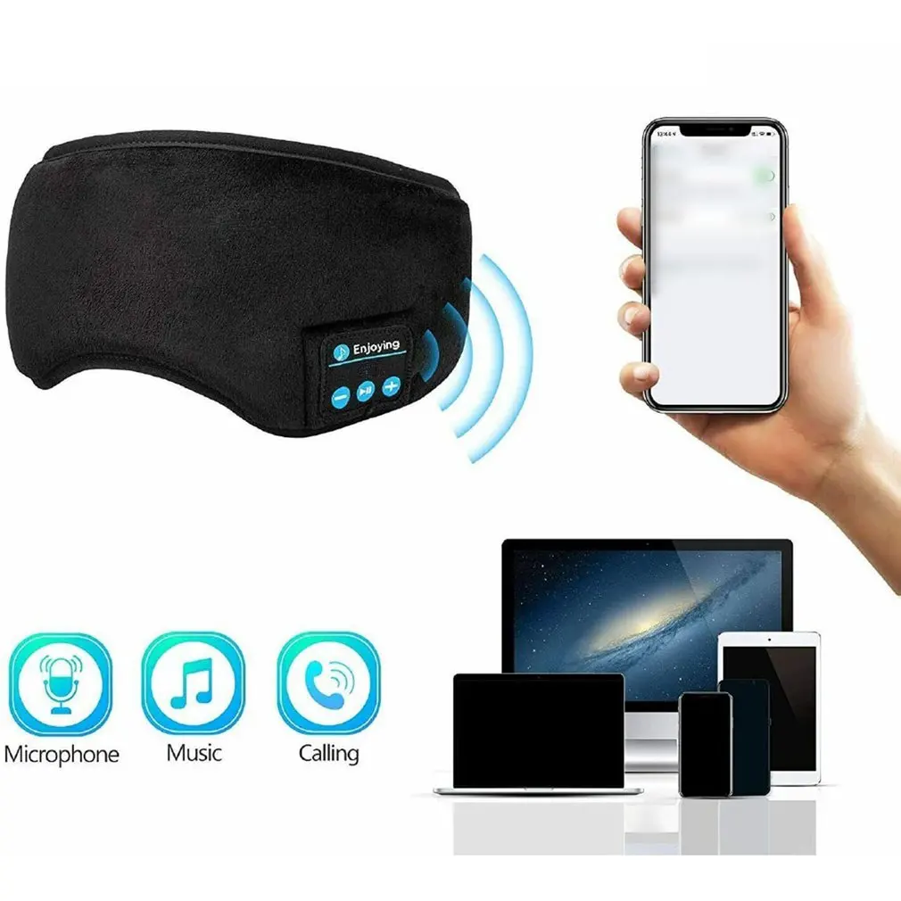 

Bluetooth Sleeping Headphone Eye Mask Speakers Microphone With Microphone for Side Breathable Sleepers Travel Call And Music
