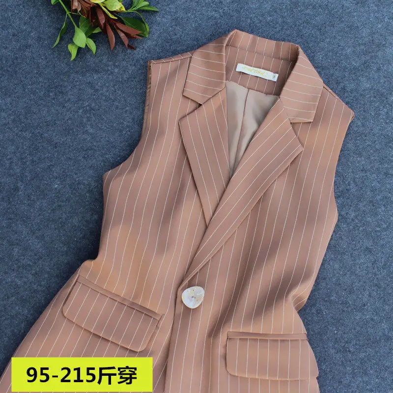 Женский Длинный жилет весенний в полоску без рукавов большие размеры 5XL R392|Жилеты