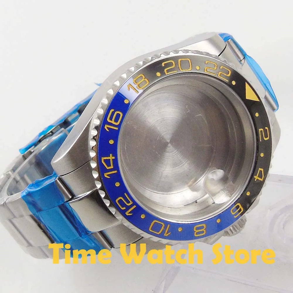 

40mm watch case Fit ETA 2836 Miyota 8215 DG 3804 movement sapphire glass 316L stainless steel date window with bracelet 120