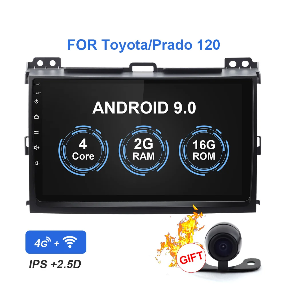 2G RAM 16G RAM YUEMAIN Автомобильный мультимедийный плеер 2Din 8,1 android магнитофон Стерео gps для Toyota Land Cruiser prado 120 2004-2009 9 дюйм радио - Цвет: 2G RAM 16G RAM