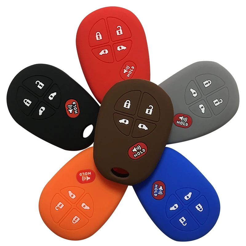 

Accessories for Car Key Cover Silicone 4+1 5/ 5+1 Button Remote Car Key Fob for Toyota Sienna 2004-2016 Case for Keychain Alarm