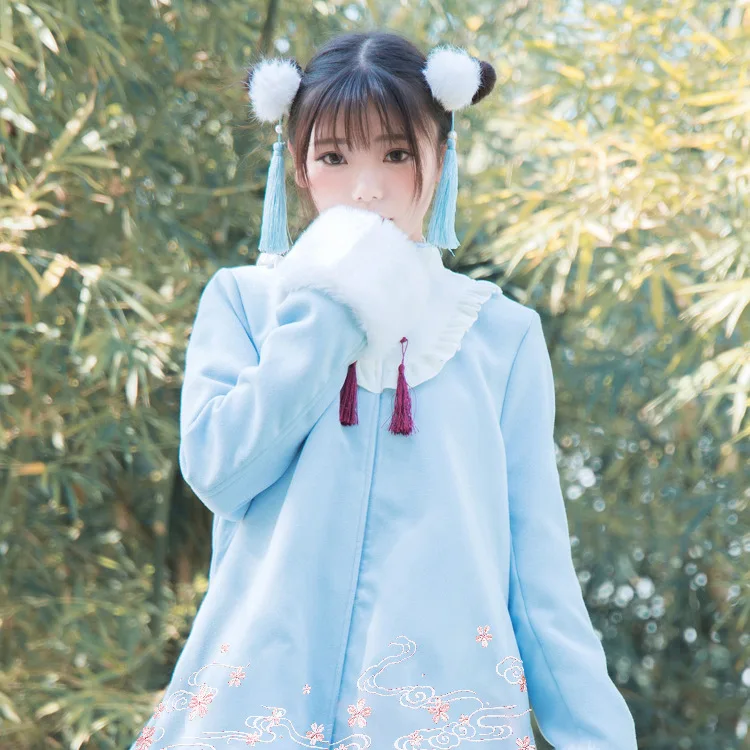 Сладкий 2020 новый год Топы Китайский ветер шерстяная вышивка пряжка ретро