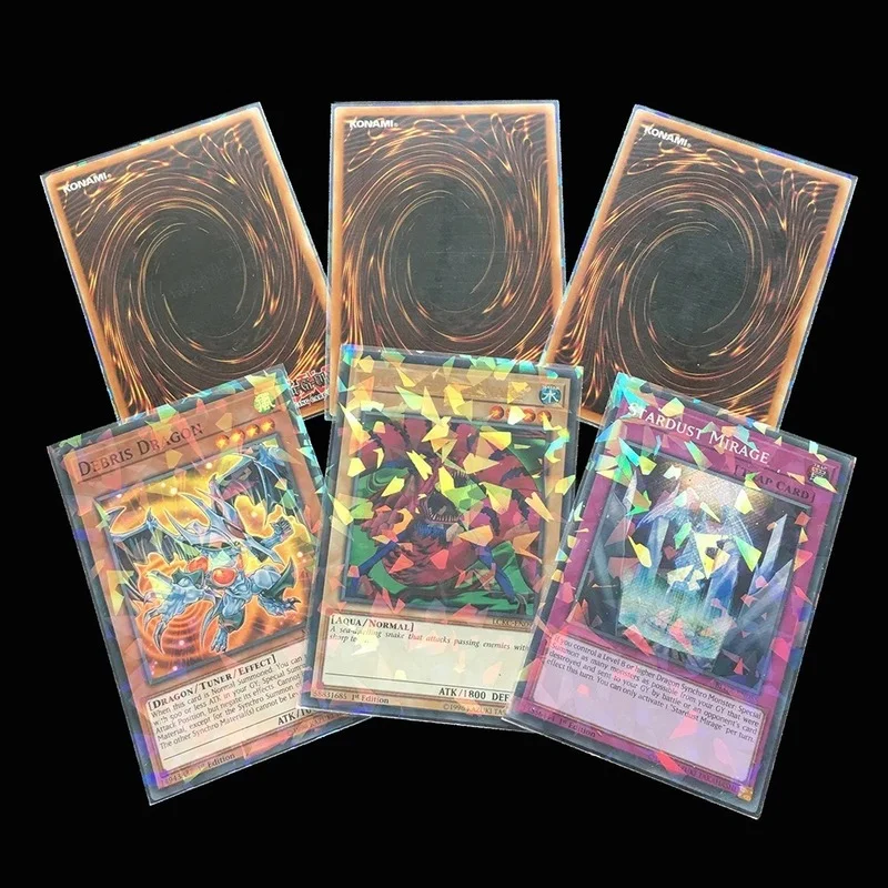 100pcs Broken Gemstone Glass Laser Flashing Card Film Holographic Idol Photo Sleeves Tarot YGO Ultra Super Protector | Спорт и