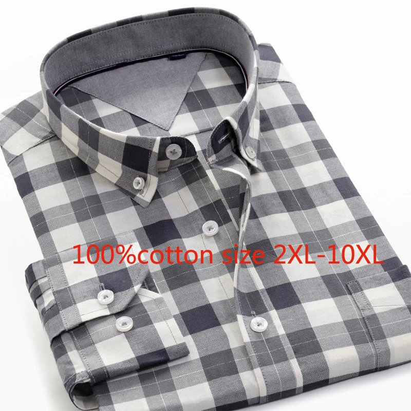 Мужская свободная рубашка с длинным рукавом черная Повседневная в шотландскую