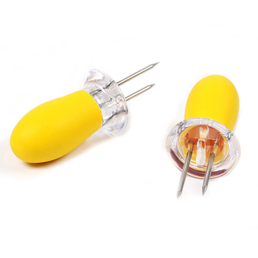 1 пара кукурузы вилки с Пластик ручка небольшой Нержавеющая сталь гриль вилка