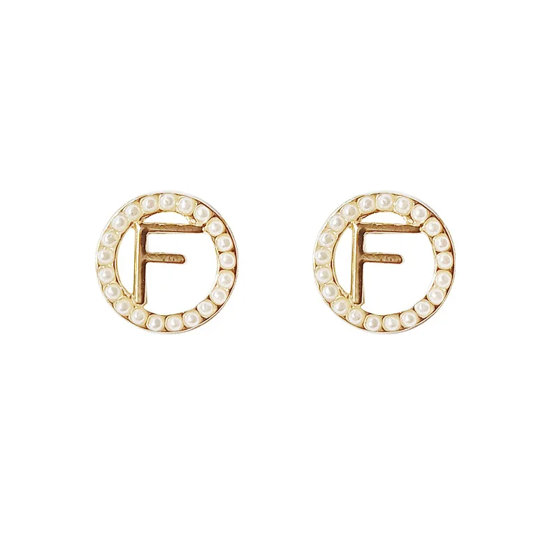 

New Earrings Fashion Jewelry Imitation Pearl F Letter Modeling Fashion Statement Earrings Female Wholesale Aretes De Mujer