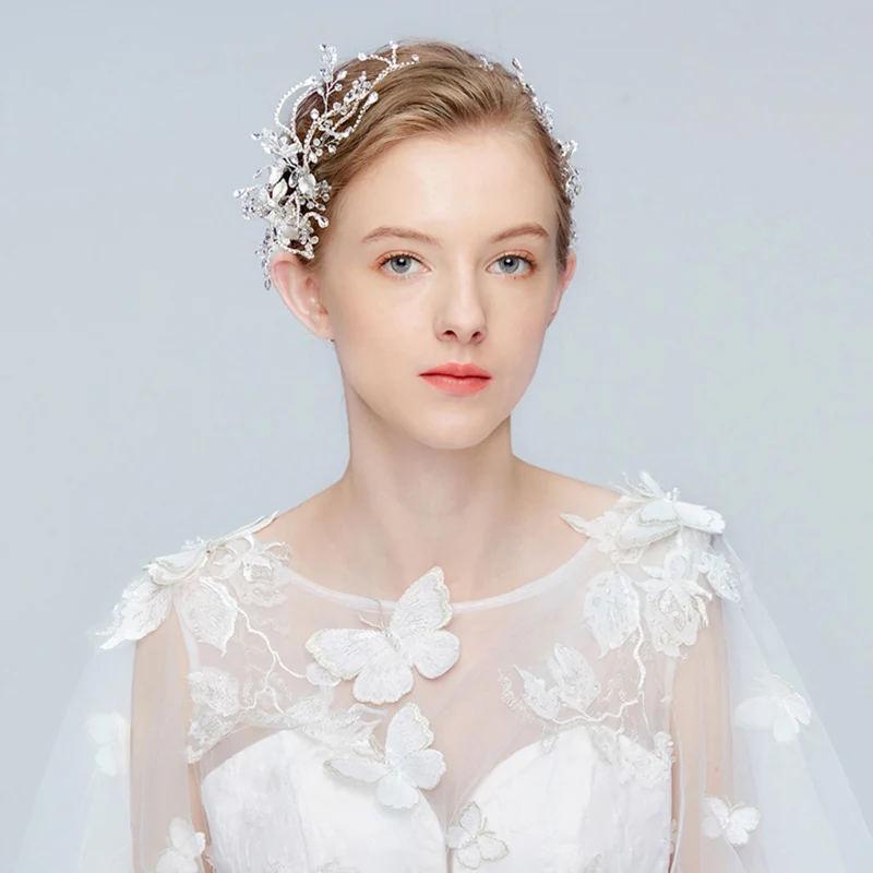 Женская повязка на голову ручной работы изящная свадебная тиара с кристаллами и