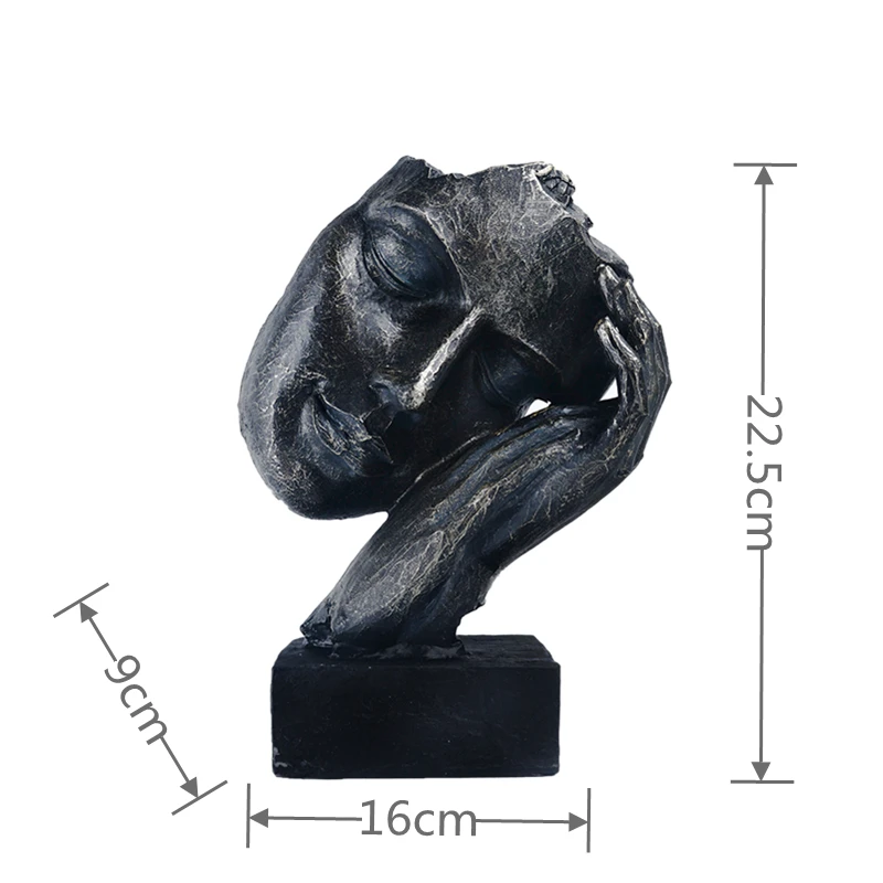 

NORTHEUINS 22.5cm Resin Abstract Sleeping Mask Statue Retro Decorative Figure Figurines For Interior Room Decoration Accessories